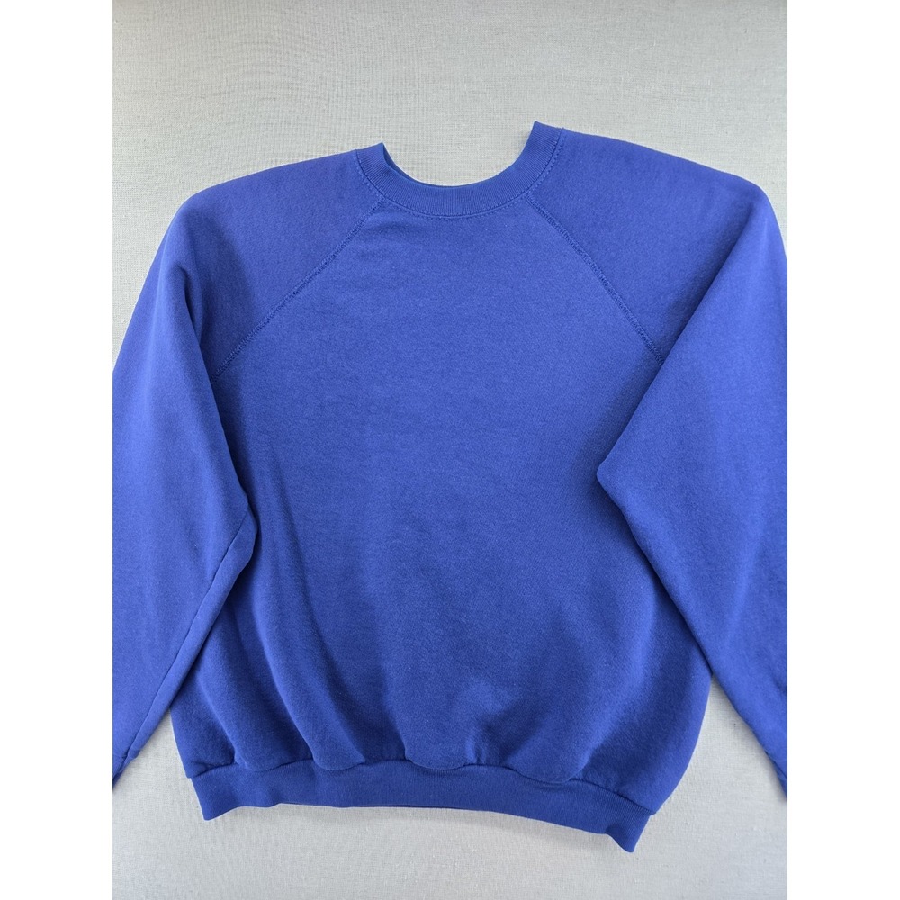 Vtg Tultex Sweatshirt Mens XL Blue Crewneck Pullover Made USA Raglan Blank